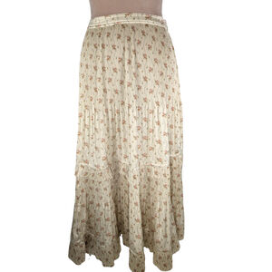 POLO RALPH LAUREN Jaclyn Midi Skirt Sz 10 Pleated Floral Ruffle 80's Prairie